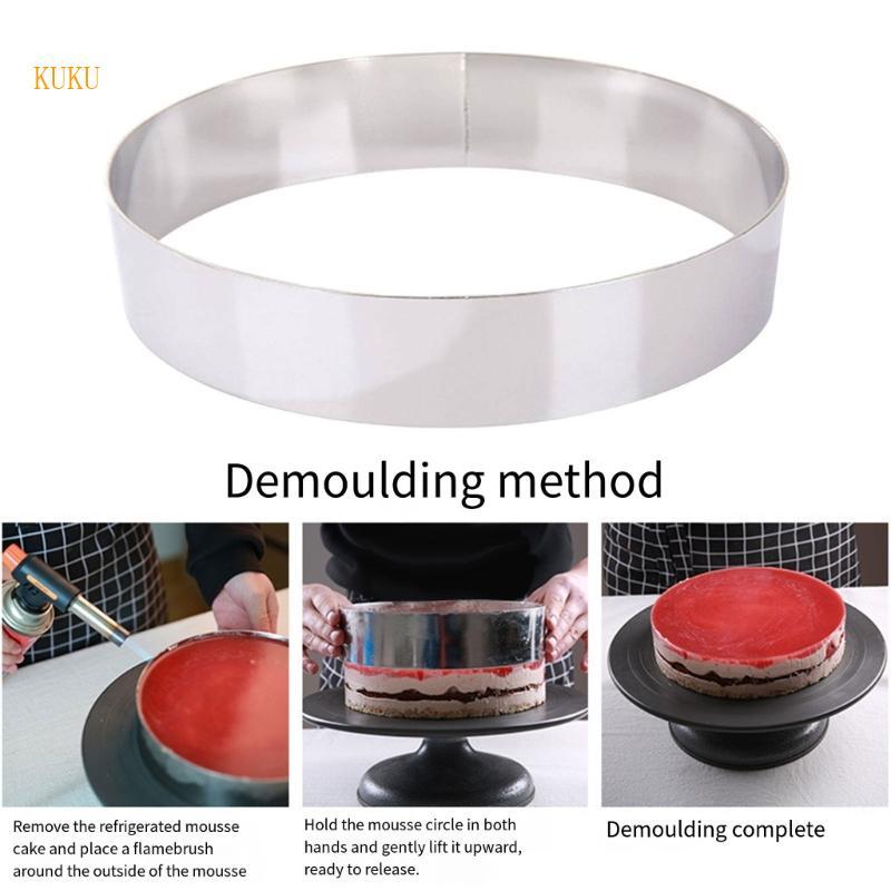 KU* แม่พิมพ์เค้กแหวนรอบมูสแม่พิมพ์สแตนเลสแหวนเค้กรอบแม่พิมพ์เค้ก Bakewares สําหรับ Home Baking เครื่