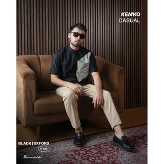 Samase Kemko Kemeja Koko Casual Lengan Pendek R105 Katun Oxford