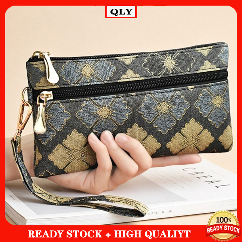 New Chinese Retro Womens Wristlet Wallet ความจุขนาดใหญ่กระเป๋าคลัทช์โทรศัพท์พร้อมสายรัดข้อมือ