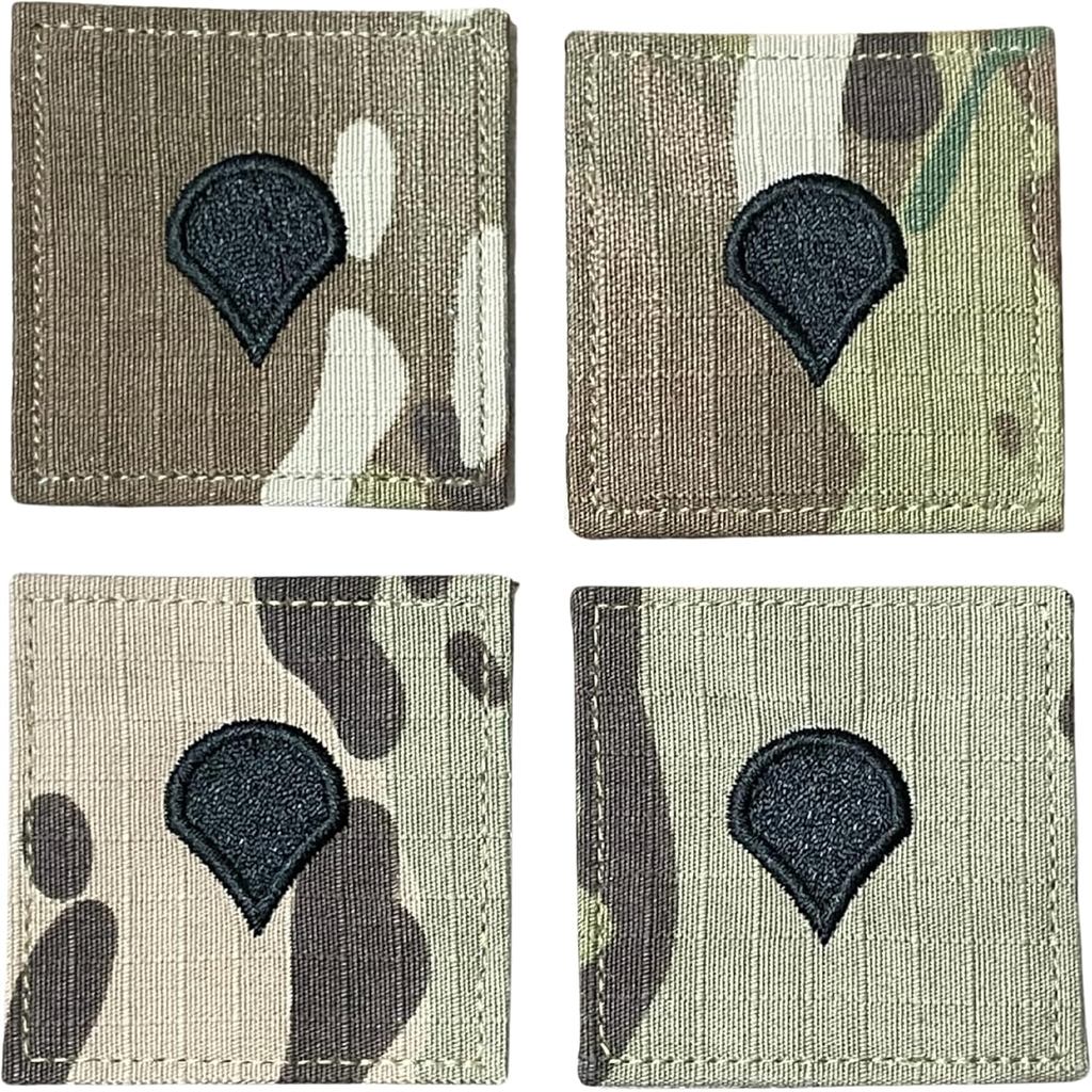Army Specialist SPC E-4 Rank Patch (4 แพ็ค) พร้อมตะขอและตัวยึดแบบห่วง