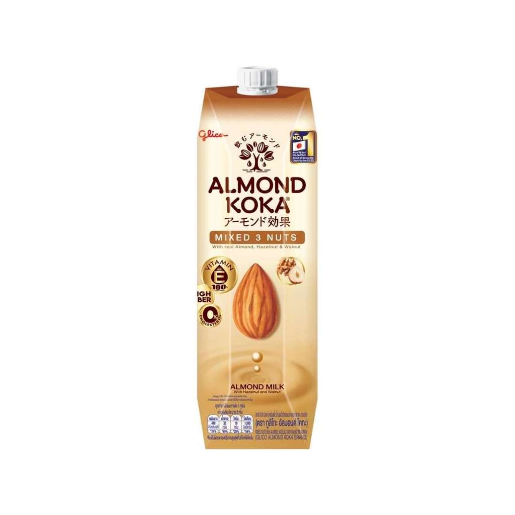 กูลิโกะ อัลมอนด์โคกะมิกซ์3นัทมิลค์ Glico Mixed 3 Nuts Milk 1ltr.