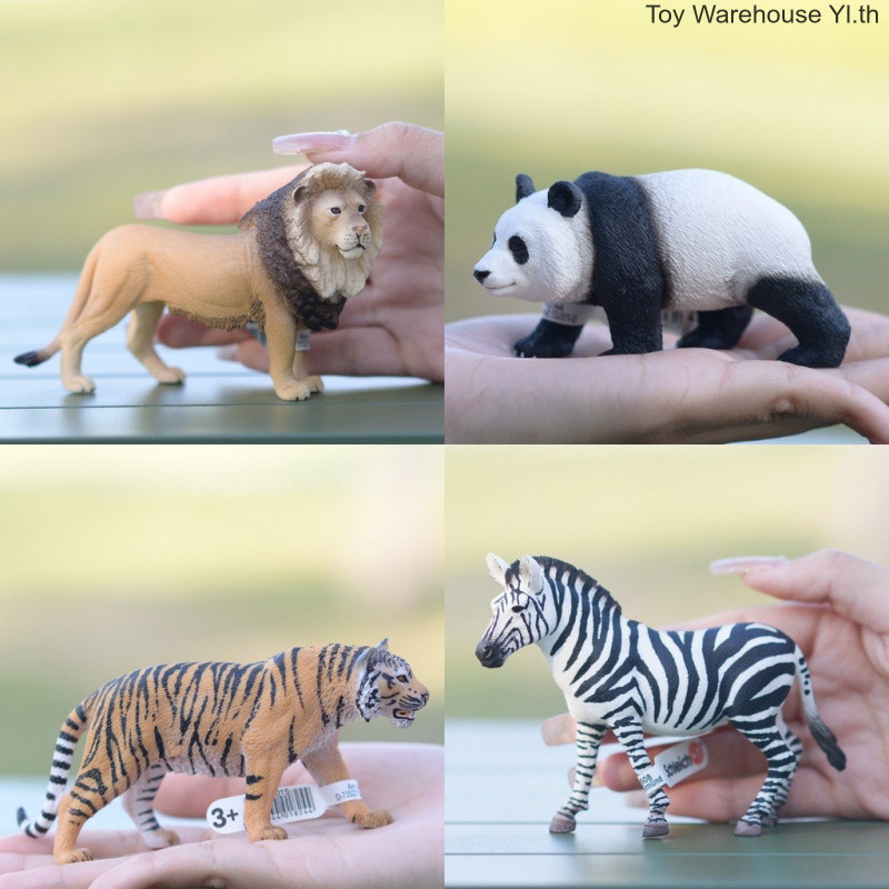 ของแท้เยอรมัน Schleich Schleich Hippo Elephant Giraffe Zebra Lion Tiger Animal Model Toy