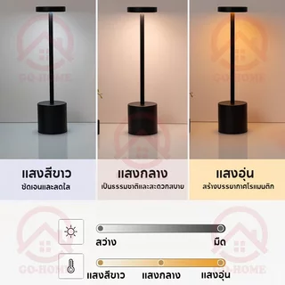 โคมไฟตั้งโต๊ะ โคมไฟหัวเตียง ไฟ LED 3สี หรี่แสงได้ สัมผัส USB ชาร์จได้ มินิมอล ถนอมสายตา