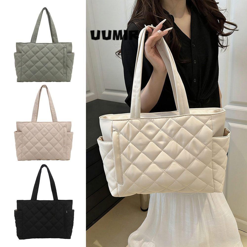 UUMIR Quilted Tote Bag กระเป๋าสะพายน้ําหนักเบาทรงสี่เหลี่ยม กระเป๋าถือความจุขนาดใหญ่หลายกระเป๋า