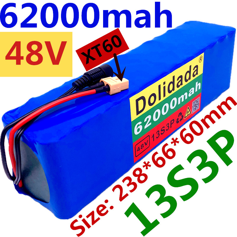 ♛แบตเตอรี่รถจักรยานไฟฟ้า 48v 62Ah 18650 แบตเตอรี่ลิเธียมไอออน 13S3P Battery