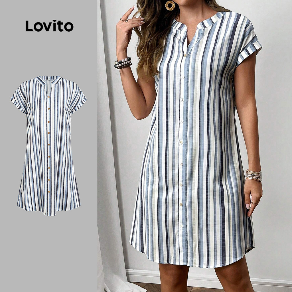 Lovito แคชชวล เดรสลําลองสําหรับฤดูใบไม้ผลิ/ฤดูร้อนสําหรับผู้หญิง LBL32021