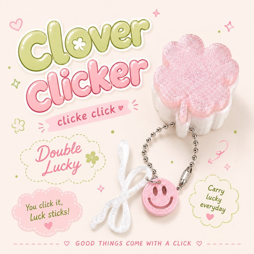 พวงกุญเเจ pink lucky clover keychain พวงกุญเเจคลิก keycap คลายเครียด ของเล่น สายคล้องน่ารัก ck12
