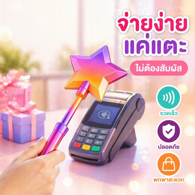 ไม้กายสิทธิ์ทัชจ่ายเงิน ไม้กายสิทธิ์ดาว 3D พิมพ์ ไร้สัมผัส ของขวัญน่ารัก พกพา ของเล่นแฟนซี