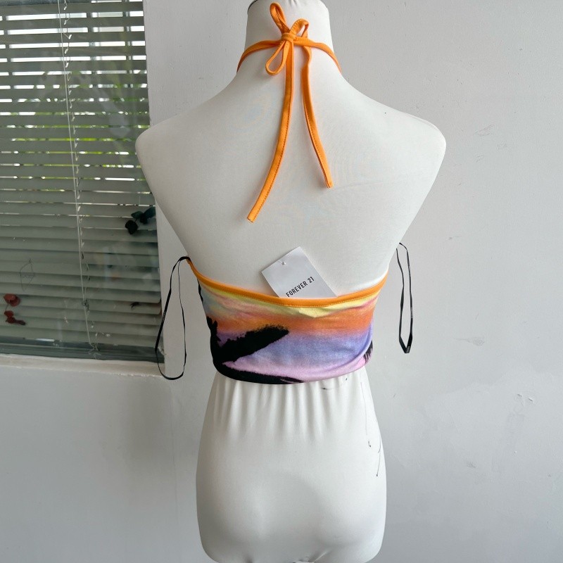 M1-3 สไตล์สาวร้อนยุโรปอเมริกันวันหยุดสไตล์จีน Chestless Pad Halter คอสลิงแขนกุดเซ็กซี่อารมณ์ Tube To