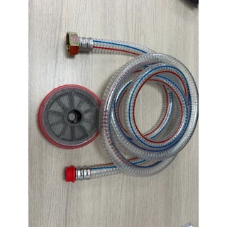 สายดูดขนาด 3/4" + สายน้ำวน ขนาด 1" + หัวกระโหลกพลาสติก ขนาด 6หุน สีใส มีใยลวด สำหรับปั้มพ่นยาสามสูบ