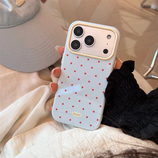 เกาหลี Ins เต็มหน้าจอ Polka Dots เคสโทรศัพท์สําหรับ iPhone 17 16 15 14 13 17 PRO MAX 14 15 16 PRO MAX สีลูกกวาดหวานสาว anti-fall ฝาครอบ