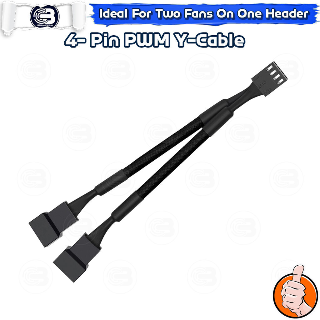 [CoolBlasterThai] 4-Pin PWM Fully Sleeved Y-Splitter Fan Cable Male to Female