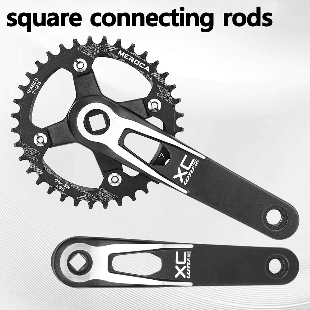 MEROCA 104/64BCD 170 มม.Hollowน้ําหนักเบาจักรยานเสือภูเขาSquare Hole Cranksetพร้อมบวกลบฟันChainring 32/34/36/38T