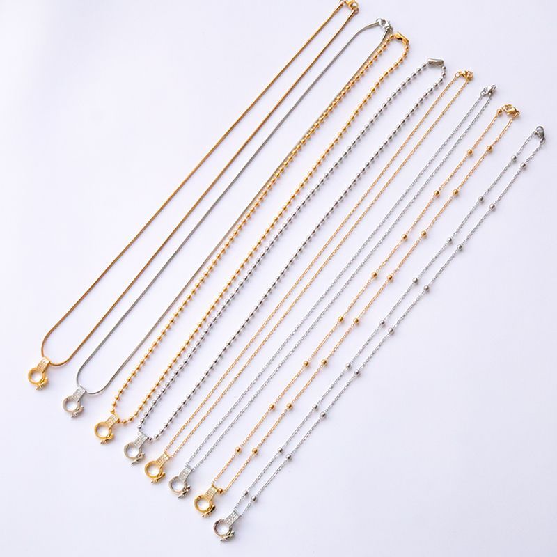 T ประเทศไทย Amulet Chain เชือกสร้อยคอจี้ Quick Release โลหะทองเงินงูกระดูกรอบลูกปัด O-Shaped Buckle 