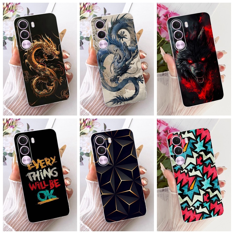 สําหรับRealme C100 4G C100i C100xแฟชั่นCool Tiger Dragonเคสโทรศัพท์RealmeC100 4Gซิลิโคนอ่อนนุ่มTPUปลอก