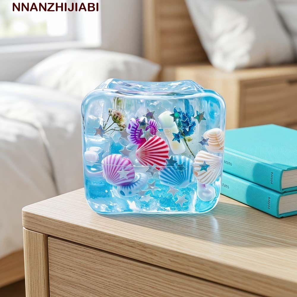 NANZHIJIABI Blue Ocean Ice Cube Stress Ball, Soft Squishy Slow Rebound Ocean Squishy Balls, Safe Slow Rising Ocean Theme Square Shape Sensory Fidget Toy ใช้ทุกวัน