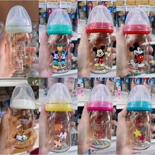 พร้อมส่งในไทย Pigeon ขวดนม คอกว้าง รุ่น PPSU สีชา ลายการ์ตูนมิกกี้เมาส์ ขนาด 5 8 ออนซ์ 160 มล. 240 มล. สำหรับเด็ก