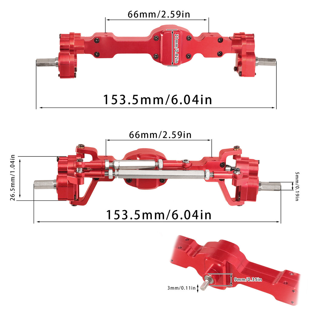ZenithRC เพลาพอร์ตโลหะทั้งหมดสําหรับ JJRC 1/10 C8815 การอัพเกรดและดัดแปลง