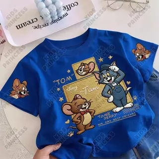 「งานเกรดพรีเมียม งานเกรด A」 ลายแมวกับหนูน่ารัก เสื้อแขนสั้น สีชมพู การ์ตูนเด็ก แฟชั่นเด็กหญิง CM พร้อมส่ง