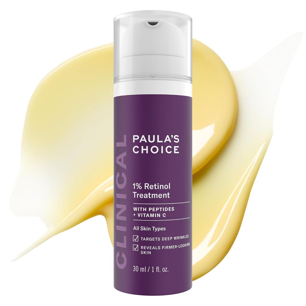 Paulas Choice Clinical 1% Retinol Facial Care, บรรจุเปปไทด์, วิตามินซีและสารสกัดจากชะเอม, เอสเซ้นส์ด