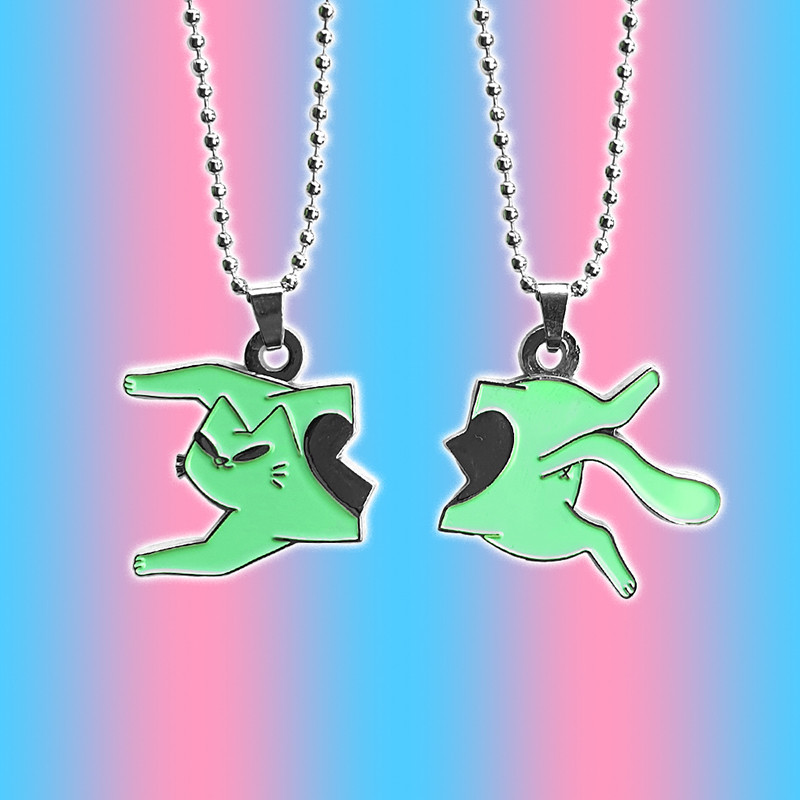 Leon Karssen heartellellMonollya สร้อยคอคู่รัก สร้อยคอ BFF PENDANTS 爱heartbreak