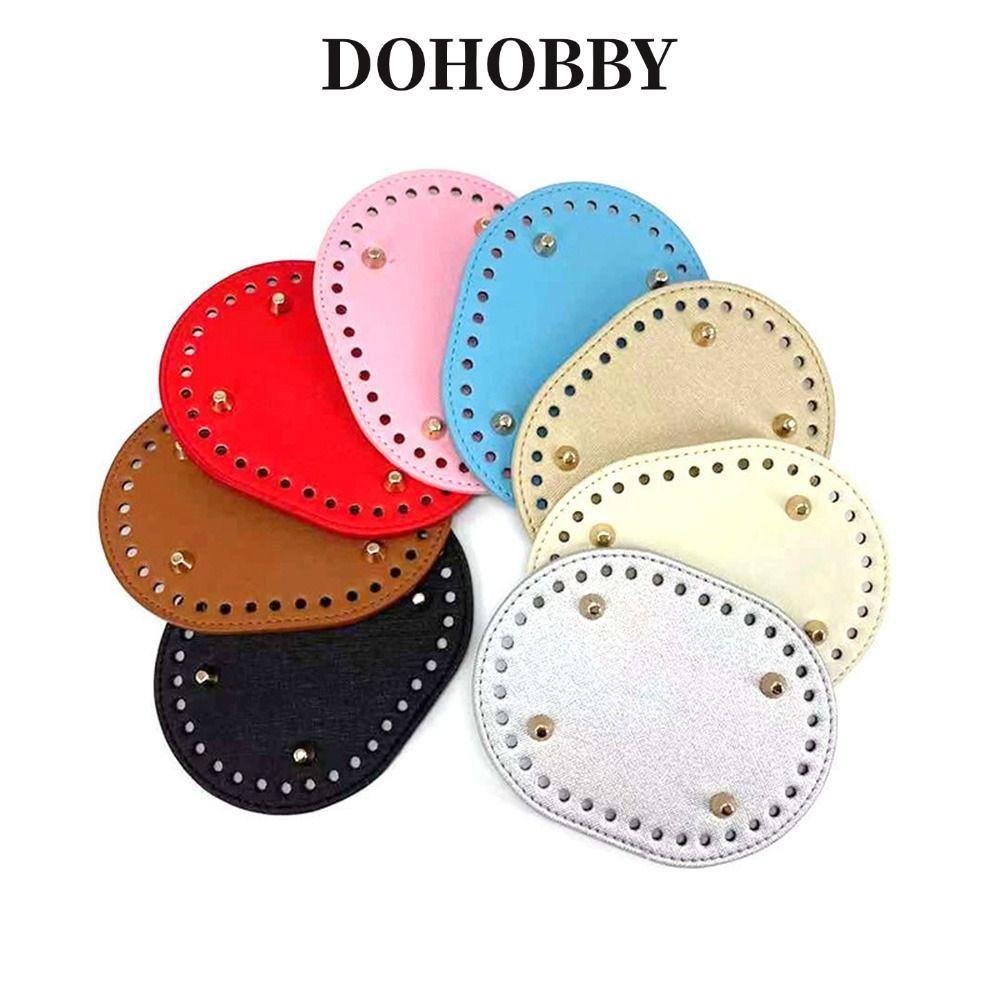DOHOBBY อุปกรณ์เสริมกระเป๋า, 14.5 ซม.* 11 ซม.PU หนังรูปไข่กระเป๋าด้านล่าง, 36 หลุม DIY วัสดุโครเชต์กระเป๋าอะไหล่ผู้หญิง