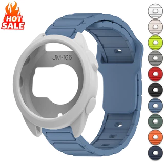 สายรัดซิลิโคนแบบสปอร์ต + เคสซิลิโคนเข้ากันได้สําหรับผู้เบิกทาง Garmin 165 เคส Soft Hollow Protector Cover Band สําหรับผู้ชายผู้หญิง