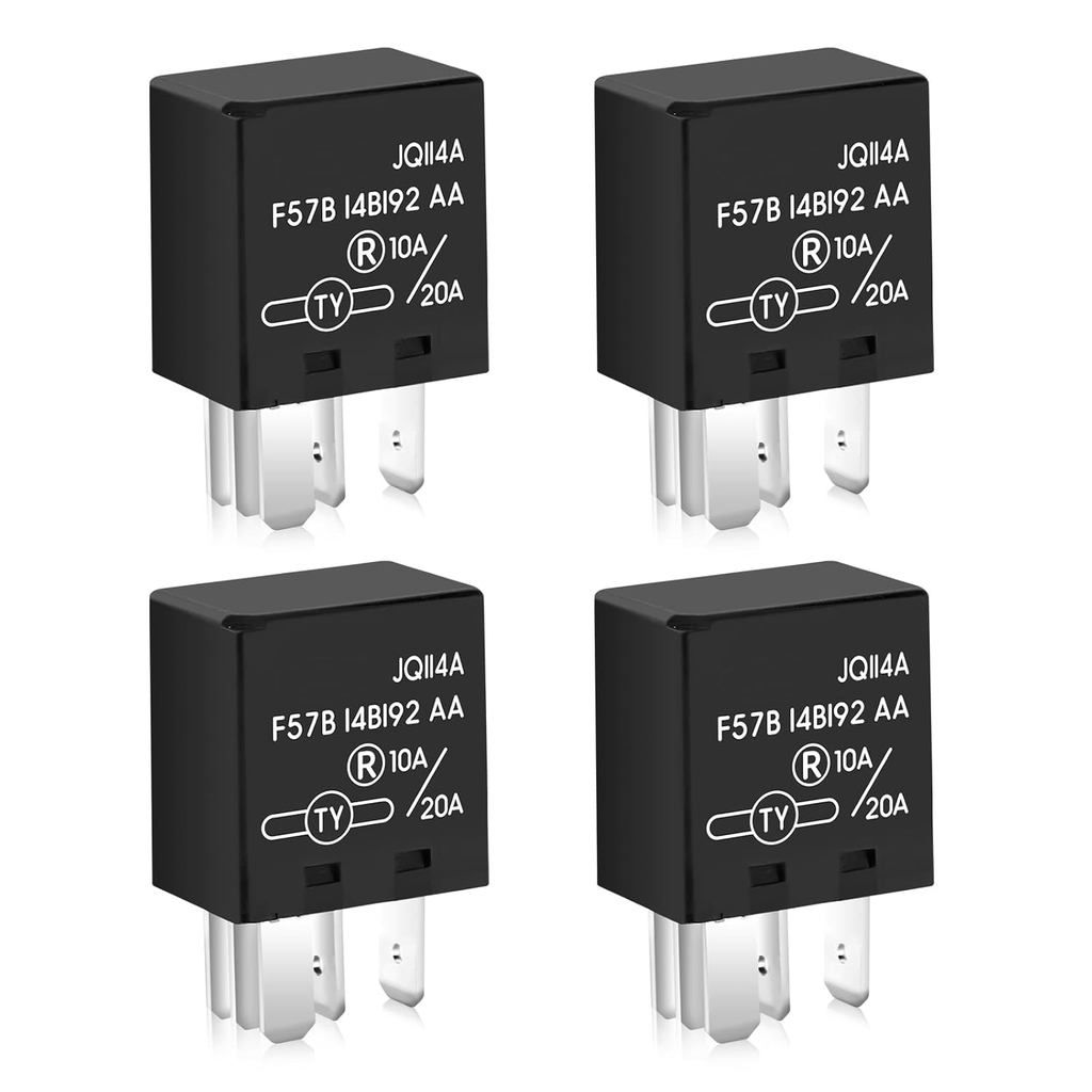 4 แพ็ค F57B14B192AA รีเลย์-5 Pins 10A/20A 12VDC, รีเลย์รถยนต์ F57B 14B192 AA เหมาะสําหรับเลือก Ford,