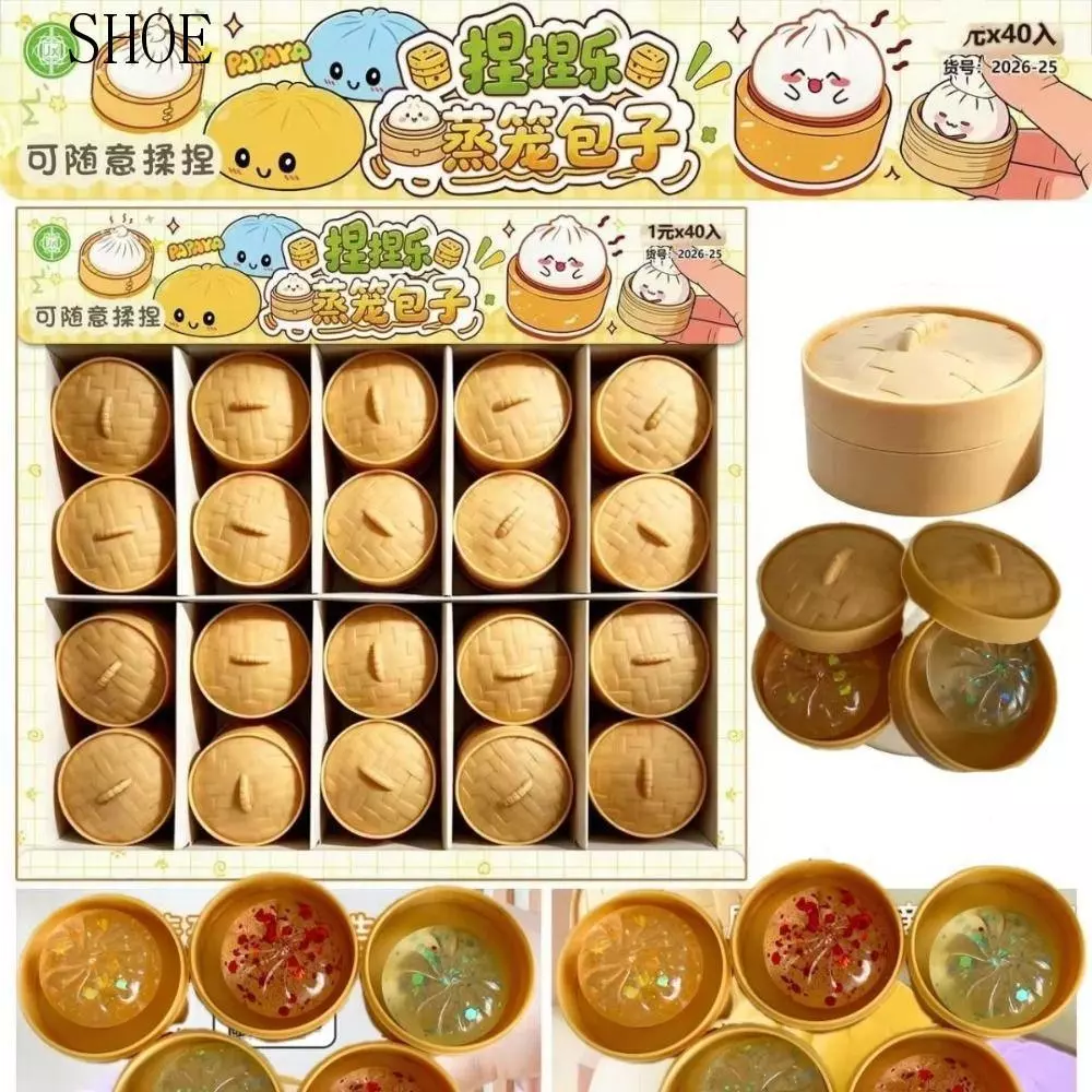 SHOE Mini Dumplings Squishy,นุ่มน่ารักอาหารรูปร่าง Squishy คริสตัล Bun, Prank ของเล่น Squeezable พร้อม Steamer Pinch Fidget Sensory ของเล่นเด็กของขวัญ