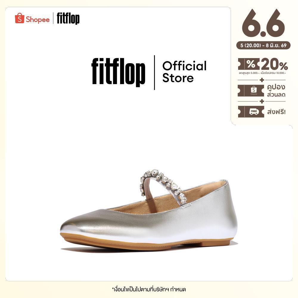 FITFLOP DELICATO PEARLS-AND-CRYSTAL รองเท้าทรงบัลเล่ต์ผู้หญิง รุ่น A0Q-011 สี SILVER