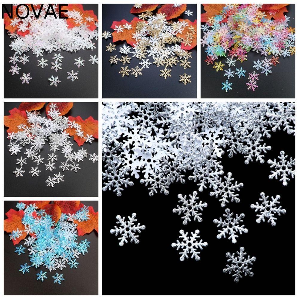 โนวา เกล็ดหิมะประดิษฐ์,แววหลายสีคริสต์มาสเกล็ดหิมะ ลูกปา,ของเล่นเด็ก1.5เซนติเมตร/2เซนติเมตร/3เซนติเมตร ทําเอง เกล็ดหิมะเลื่อมพรรค