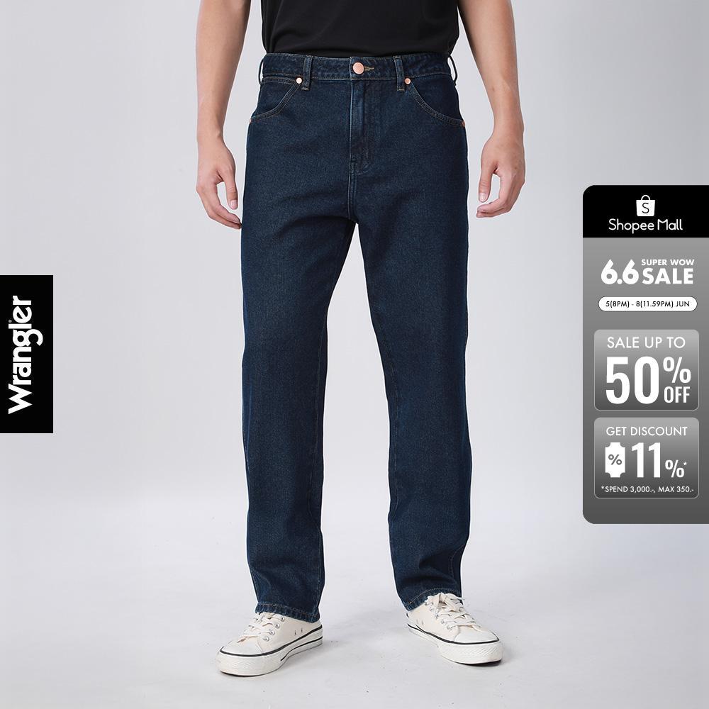 WRANGLER กางเกงยีนส์ผู้ชาย เอวกลาง ทรงกระบอก รุ่น WR F525MFROF59 สียีนส์กลาง