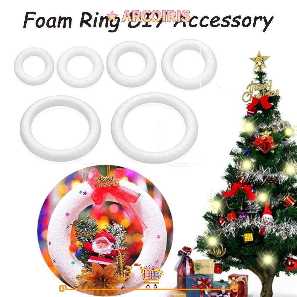 ARCOIRIS โฟมแหวน,รอบสีขาวครึ่งโดนัท, Polystyrene Xmas Decor Handmade Craft Decor บ้าน