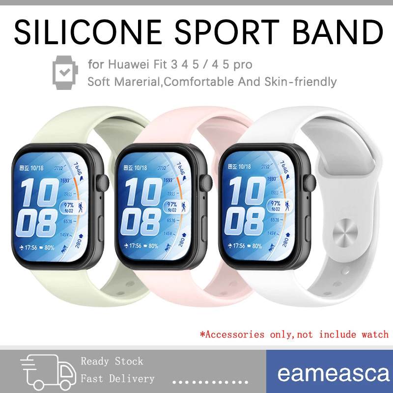 สายซิลิโคนกีฬา for Huawei Watch Fit 5 4 3 / 5 Pro / 4 Pro สร้อยข้อมือยางยืดแบบถอดเปลี่ยนได้ for Smartwatch Huawei Fit 3