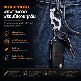 พวงกุญแจอเนกประสงค์ Multi Tool ประแจ 6/8/12 มม. ไขควง ที่เปิดขวด คาราบิเนอร์ พร้อมสเกลวัดขนาด พกพาสะดวก