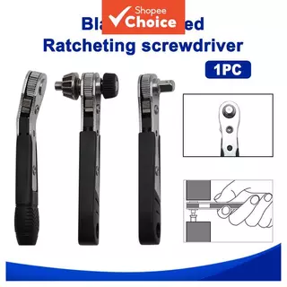 One ชุด 2-In-1 Dual Way Ratchet ประแจ, Multifunctional Drill Chuck Ratchet ไขควงสีดําสําหรับ Fastening Tasks