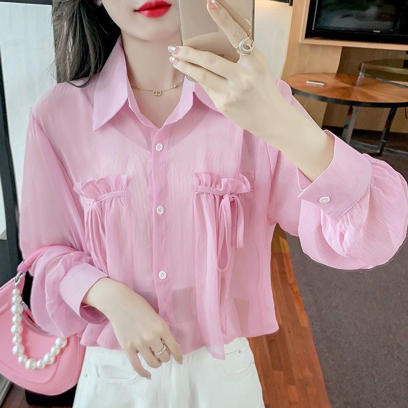 Elegant Sun Protection Dress ผู้หญิงฤดูร้อน Beachwear เสื้อคลุมคาร์ดิแกนชีฟอง