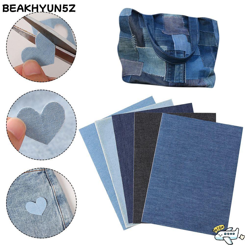 BEAKHYUN5Z Jean Patch เสื้อผ้า Art Denim ตกแต่งเหล็กแบบมีกาวในตัวบนแพทช์
