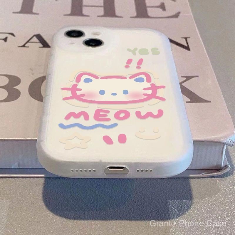 ขี้อายหน้าใหญ่แมวใสสีขาวเคสโทรศัพท์ปลอก‌ สําหรับ Samsung S20 S21 S22 S23 S24 S25 Plus Ultra S20FE S2