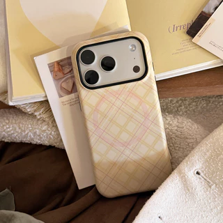 วงเล็บแม่เหล็กสไตล์เกาหลี แอปเปิล ไอโฟน17น เคสโทรศัพท์เหมาะสําหรับ 16 โบว์ลายสก๊อต 15 เคลือบ 14 กันกระแทก