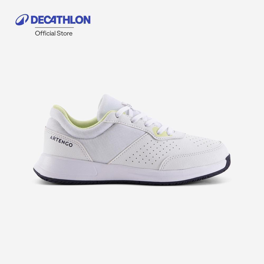 Decathlon Kids' Lace-Up Tennis Shoes รองเท้าเทนนิสผูกเชือกสำหรับเด็กรุ่น Essential - White