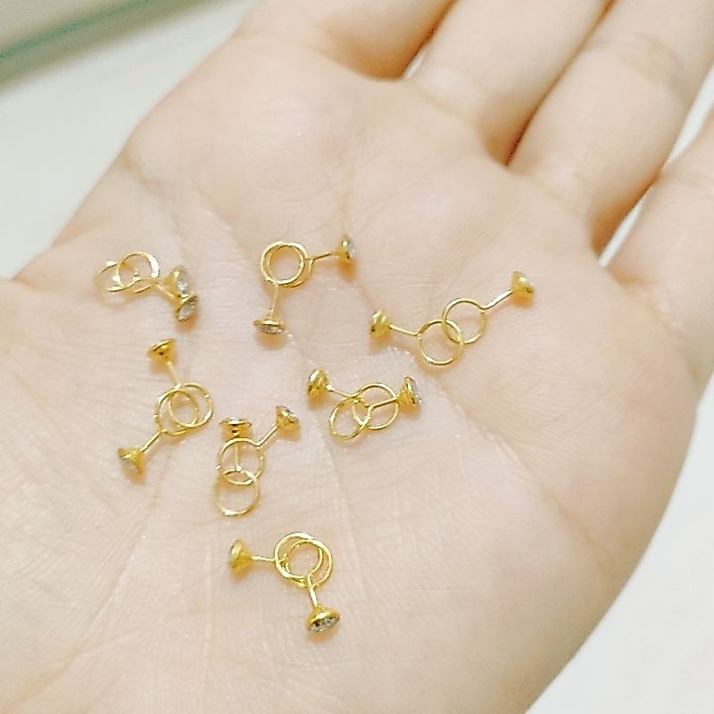 1/4 GRAM TOGE EARRINGS ของแท้ 925 SILVER GOLD PLATED