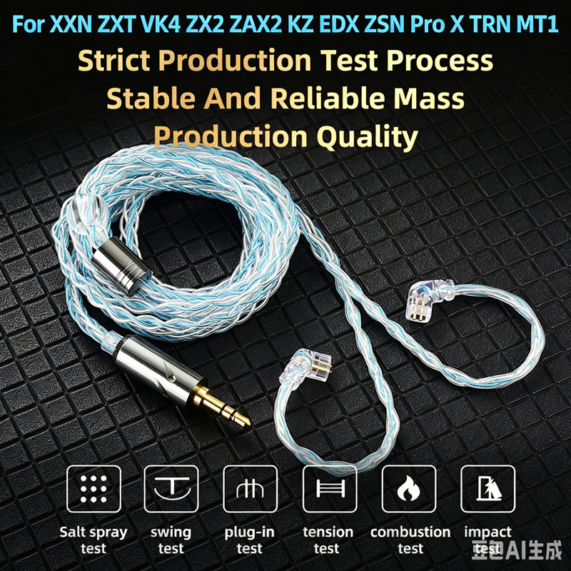 QKZ T1 หูฟังอัปเดตสาย 3.5 มม.แจ็ค QDC 0.75 มม.สายหูฟังสําหรับ ZXN ZXT VK4 ZX2 ZAX2 KZ EDX ZSN Pro X 