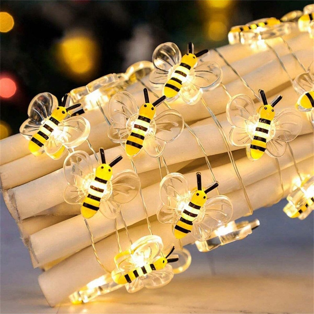 1Pack Bee Fairy Lights Battery Operated Bee String Lights For Bedroom Plants Patios Party Wedding Xm