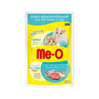 Me-O Pouch อาหารแมวเพาช์มีโอ อาหารเปียกแบบซอง ขนาด 80 กรัม [ยกโหล 12 ซอง]