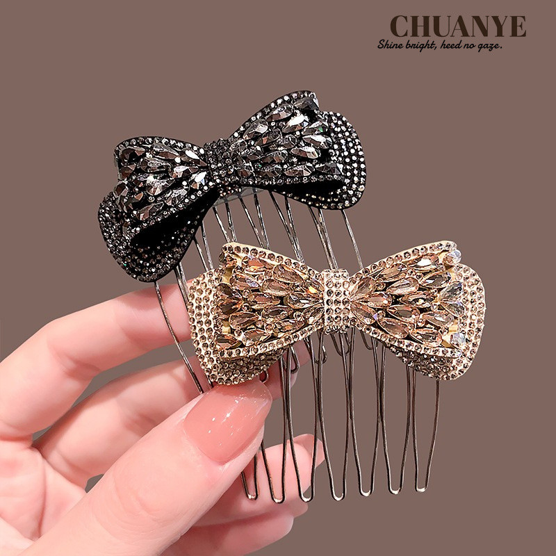 CHUANYE หวีผมเพชร Bowknot สไตล์อ่อนโยน High-End สไตล์ใหม่แฟชั่น Anti-Slip หวีแทรก