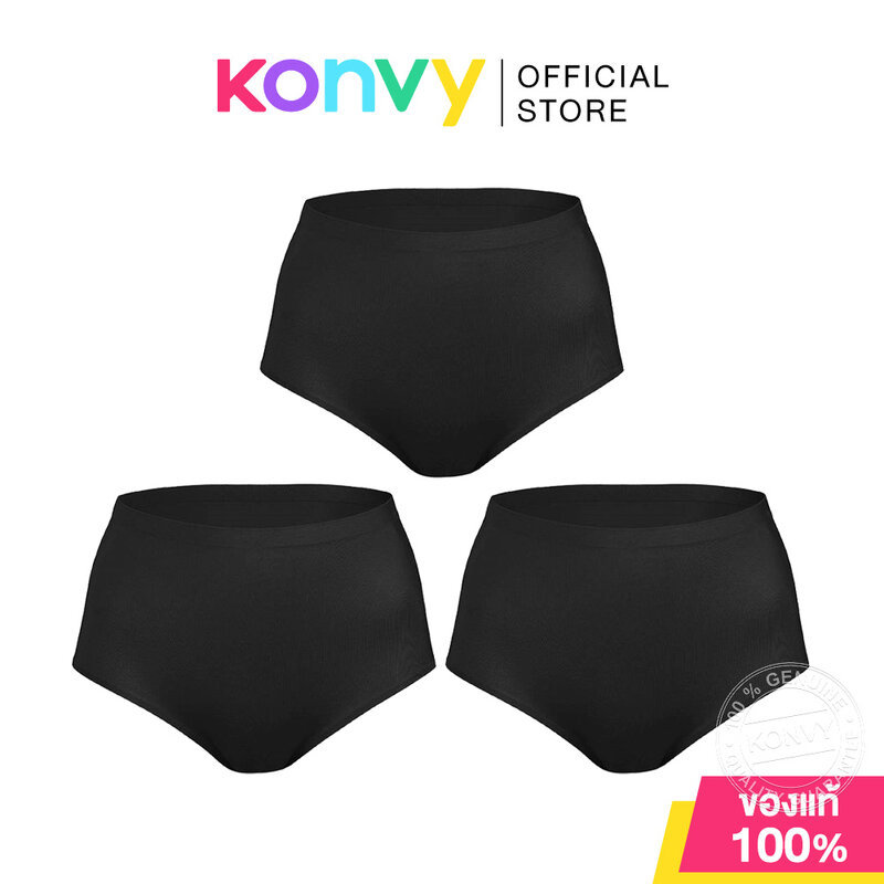 (Set 3 ชิ้น) Sabina Panty Zone Seamless Series Mid Waisted  #Black กางเกงในทรงเอวสูงปานกลาง ซาบีน่า สีดำ