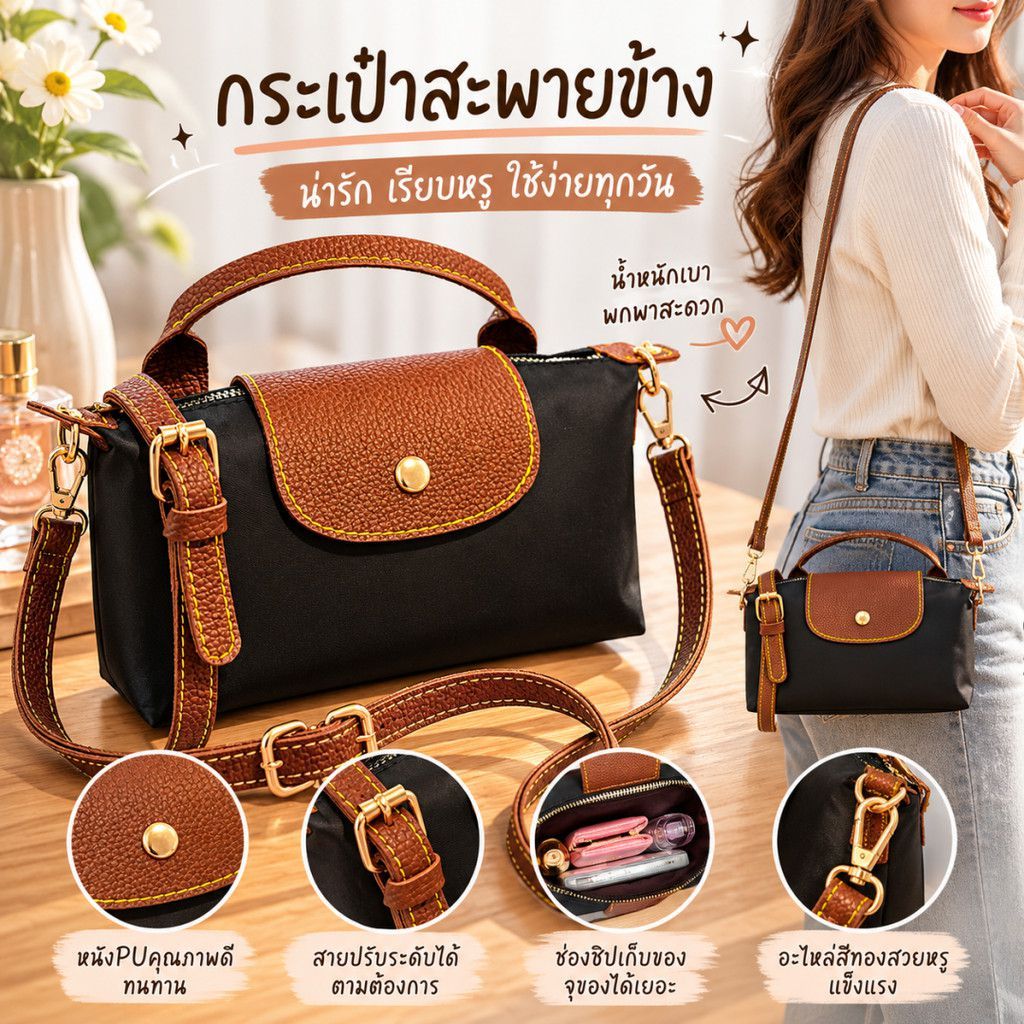 กระเป๋าหนังทรงเกี๊ยวรุ่นใหม่ฤดูร้อนปี 2026 สีสันสดใส สะพายข้างขนาดเล็ก น้ำหนักเบา เรียบง่าย หรูหรา 【LuckServeX】