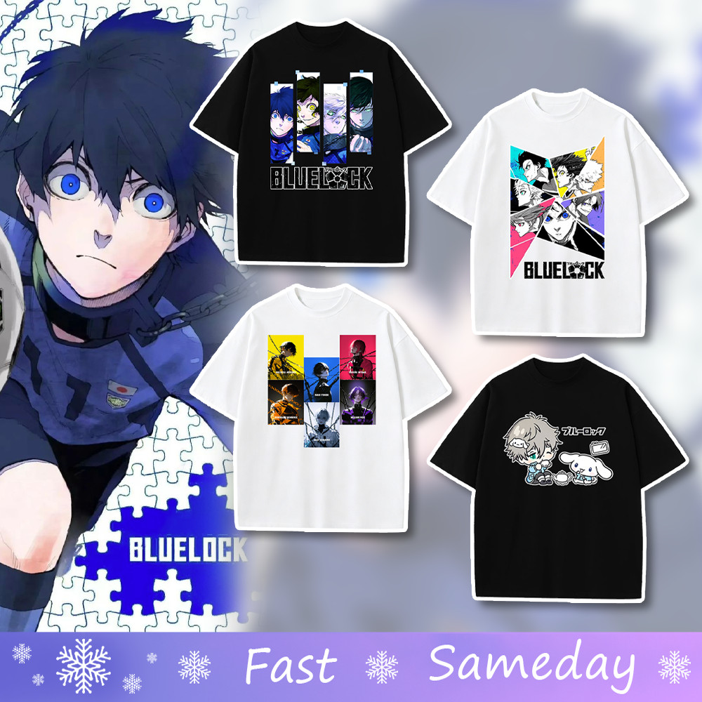 อะนิเมะ Blue Lock Merch พิมพ์ T เสื้อสําหรับผู้ใหญ่ผู้ชายผ้าฝ้ายแขนสั้น Isagi Yoichi Bachira Meguru 