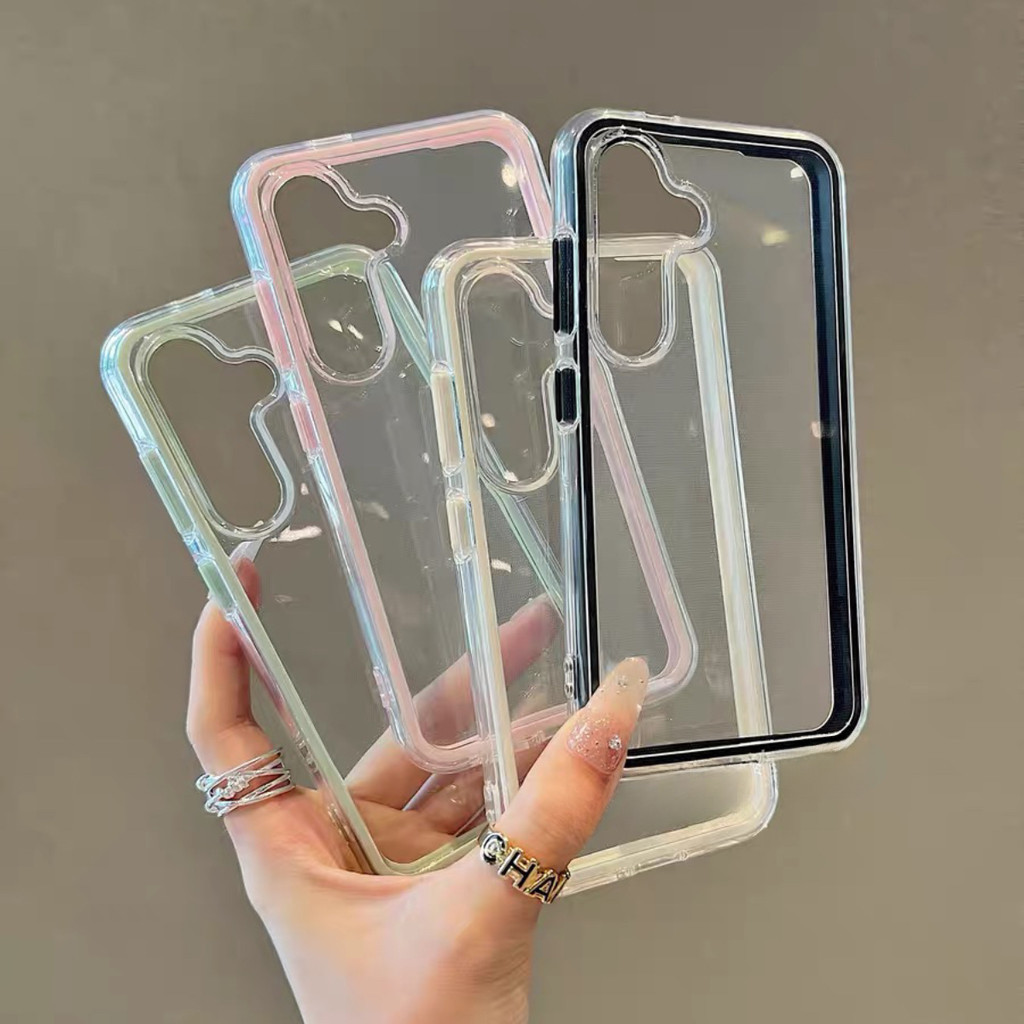 มินิมอล โปร่งใส สองสี เคส Samsung Galaxy A57 A37 A17 A07 A56 A26 A16 A06 A55 A54 A53 A52 A51 A35 A34